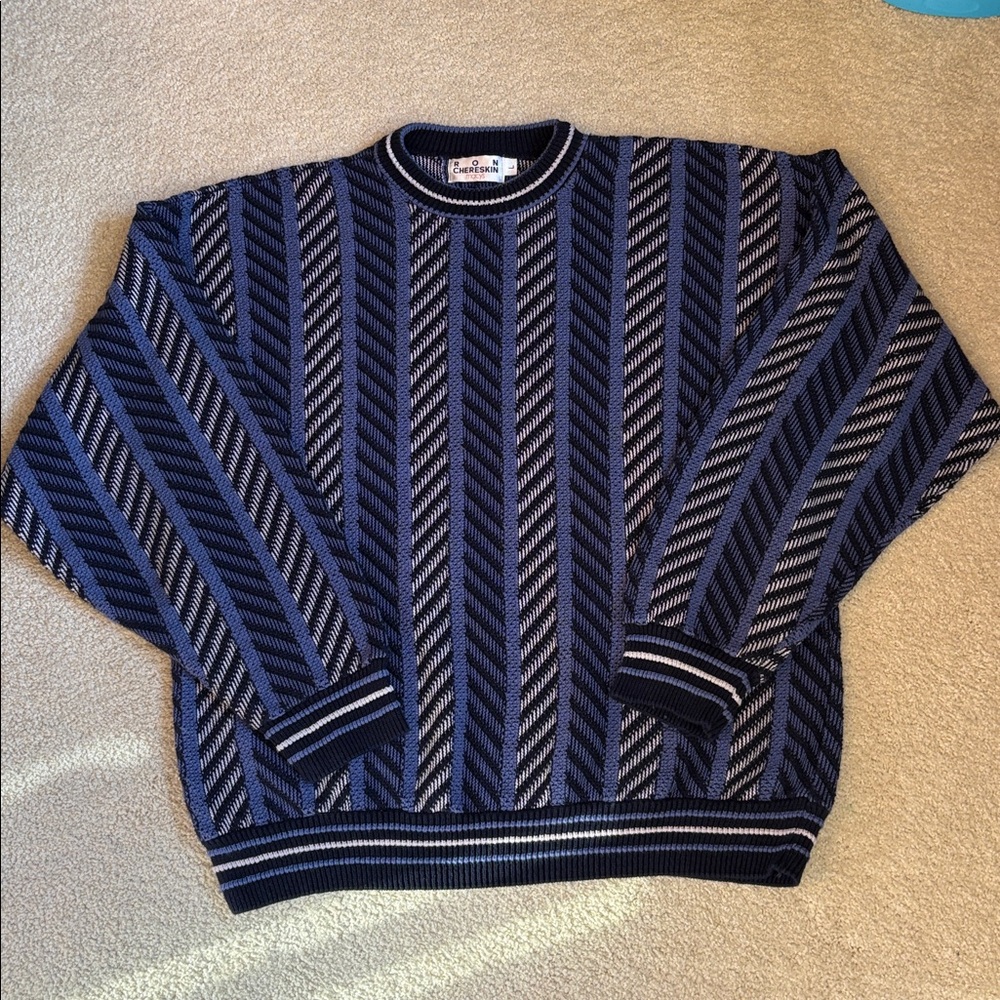 Vintage 90s Ron Chereskin Macy’s Textured Crewneck Sweater 100% Cotton size L